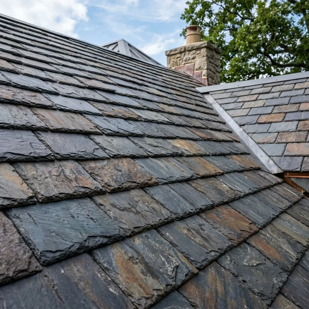 DaVinci composite slate roofing on a beautiful home.