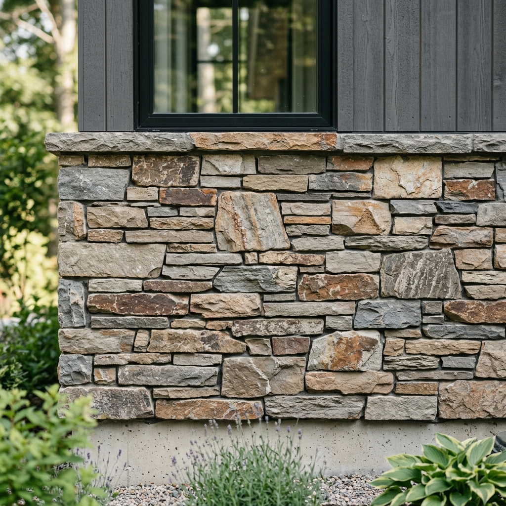 Beautiful exterior stone veneer masonry.